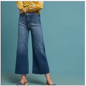 Mother the Swooner Roller Crop Fray Wide Leg Jeans